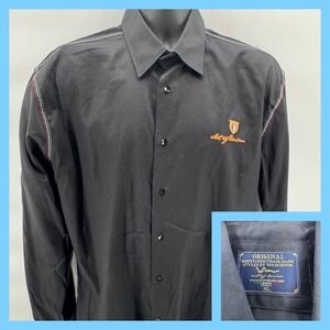 WAM‎ DENIM Mens Black Long Sleeve Button Up Shirt Art of Denim XL Italy